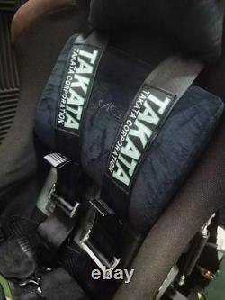 2X BLACK Takata Racing Seat Belt Harness 4 Point Snap-On 3 Cam lock Universal