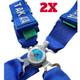 2X BLUE Takata Racing Seat Belt Harness 4 Point Snap-On 3 Cam lock Universal