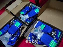 2X BLUE Takata Racing Seat Belt Harness 4 Point Snap-On 3 Cam lock Universal