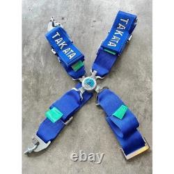 2X BLUE Takata Racing Seat Belt Harness 4 Point Snap-On 3 Cam lock Universal