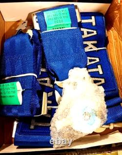 2X BLUE Takata Racing Seat Belt Harness 4 Point Snap-On 3 Cam lock Universal
