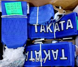 2X BLUE Takata Racing Seat Belt Harness 4 Point Snap-On 3 Cam lock Universal