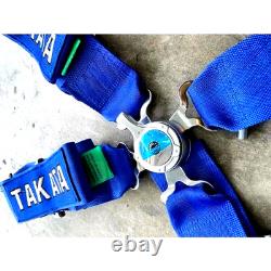 2X BLUE Takata Racing Seat Belt Harness 4 Point Snap-On 3 Cam lock Universal