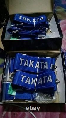 2X BLUE Takata Racing Seat Belt Harness 4 Point Snap-On 3 Cam lock Universal