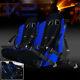 2X Black / Blue JDM Racing Seats+Black 4 Point Camlock Racing Seat Belts Harness