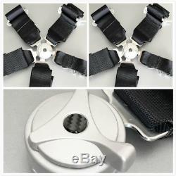 2X Black Racing Harness 5 Point 3 Inch Metal Cam Lock Heavy Duty Snap Seat Belt