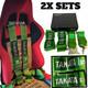 2X GREEN Takata Racing Seat Belt Harness 4 Point Snap-On 3 Cam lock Universal