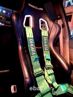 2X GREEN Takata Racing Seat Belt Harness 4 Point Snap-On 3 Cam lock Universal