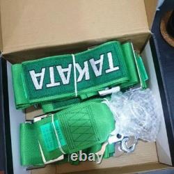 2X GREEN Takata Racing Seat Belt Harness 4 Point Snap-On 3 Cam lock Universal