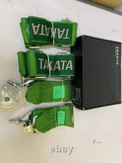 2X GREEN Takata Racing Seat Belt Harness 4 Point Snap-On 3 Cam lock Universal