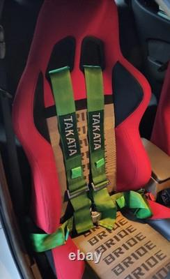 2X GREEN Takata Racing Seat Belt Harness 4 Point Snap-On 3 Cam lock Universal