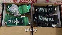 2X GREEN Takata Racing Seat Belt Harness 4 Point Snap-On 3 Cam lock Universal