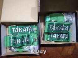2X GREEN Takata Racing Seat Belt Harness 4 Point Snap-On 3 Cam lock Universal