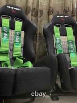 2X GREEN Takata Racing Seat Belt Harness 4 Point Snap-On 3 Cam lock Universal