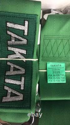2X GREEN Takata Racing Seat Belt Harness 4 Point Snap-On 3 Cam lock Universal