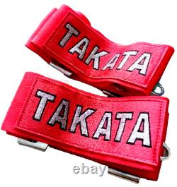 2X RED Takata Racing Seat Belt Harness 4 Point Snap-On 3 Cam lock Universal