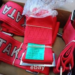 2X RED Takata Racing Seat Belt Harness 4 Point Snap-On 3 Cam lock Universal