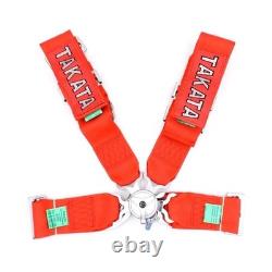 2X RED Takata Racing Seat Belt Harness 4 Point Snap-On 3 Cam lock Universal