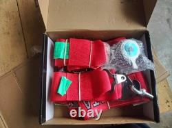 2X RED Takata Racing Seat Belt Harness 4 Point Snap-On 3 Cam lock Universal
