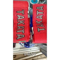 2X RED Takata Racing Seat Belt Harness 4 Point Snap-On 3 Cam lock Universal