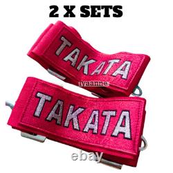 2X RED Takata Racing Seat Belt Harness 4 Point Snap-On 3 Cam lock Universal