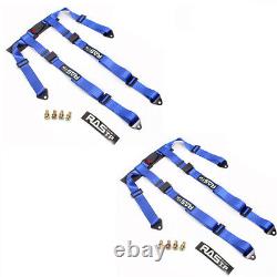 2X Seat Belt Racing Sports 4 Point 2 Harness New Blue Safety Belt Seat Belt