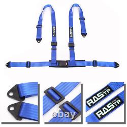 2X Seat Belt Racing Sports 4 Point 2 Harness New Blue Safety Belt Seat Belt