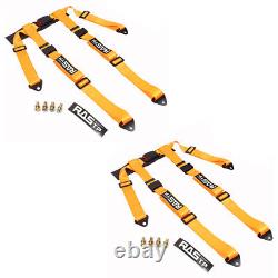 2X Seat Belt Racing Sports 4 Point 2 Harness New Orange Safety Belt Seat Belt