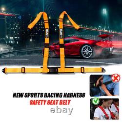 2X Seat Belt Racing Sports 4 Point 2 Harness New Orange Safety Belt Seat Belt