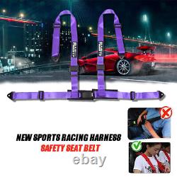 2X Seat Belt Racing Sports 4 Point 2 Harness New Purple Safety Belt Seat Belt