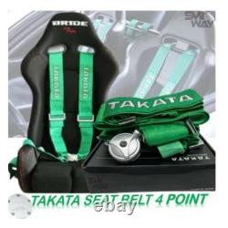 2X TAKATA 4 Point Snap-On 3 With Camlock Racing Seat Belt Harness GREEN