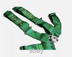 2X TAKATA 4 Point Snap-On 3 With Camlock Racing Seat Belt Harness GREEN