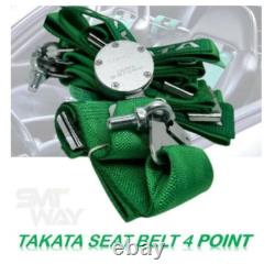 2X TAKATA 4 Point Snap-On 3 With Camlock Racing Seat Belt Harness GREEN