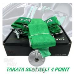 2X TAKATA 4 Point Snap-On 3 With Camlock Racing Seat Belt Harness GREEN