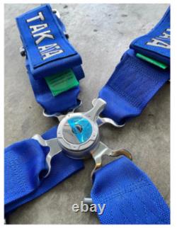 2X Takata 4 Point Snap-On 3 w Camlock Racing Seat Belt Harness Blue Universal