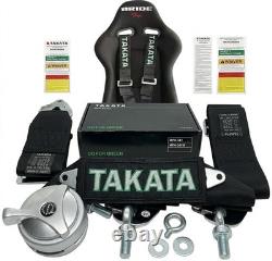 2X Takata Racing Seat Belt Harness 4 Point Snap On 3 Cam Lock Universal Black