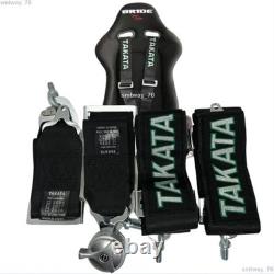 2X Takata Racing Seat Belt Harness 4 Point Snap On 3 Cam Lock Universal Black