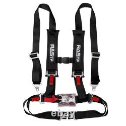 2'' 4-Point Adjustable Seat Belt Latch&Link Safety Harness withShoulder Pad Black