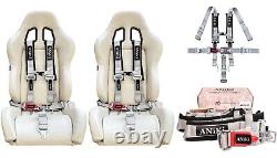 2 ANIKI GRAY 5 POINT 2 LATCH & LINK SEAT BELT HARNESS with SHOULDER PAD UTV ATV