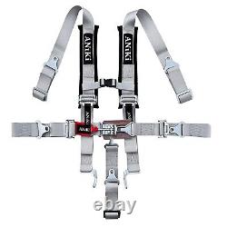 2 ANIKI GRAY 5 POINT 2 LATCH & LINK SEAT BELT HARNESS with SHOULDER PAD UTV ATV