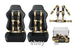 2 Aniki Dark Gold 4 Point Aircraft Buckle Seat Belt Harness Ultra Shoulder Pad