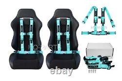 2 Aniki Mint Green 4 Point Aircraft Buckle Seat Belt Harness Ultra Shoulder Pad