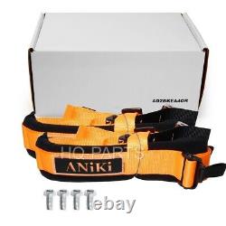 2 Aniki Orange 4 Point Aircraft Buckle Race Seat Belt Harness Ultra Shoulder Pad