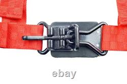 2 Inch Racing Harness Floor Mount 3 Point Y Seat Belt Red Checkerboard