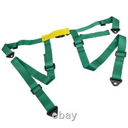 2 Packs Universal 4 Point Racing Seat Belt Safety Harness with Buckle Green