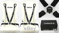 2 Tanaka Black 4 Point Camlock Quick Release Racing Seat Belt Harness Fit Subaru