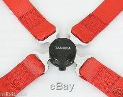 2 Tanaka Red 4 Point Camlock Quick Release Racing Seat Belt Harness Fit Ford