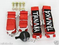 2 Tanaka Red 4 Point Camlock Quick Release Racing Seat Belt Harness Fit Ford