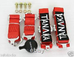 2 Tanaka Red 4 Point Camlock Quick Release Racing Seat Belt Harness Fit Vw