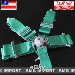 2 X AMK Racing Harness 5 Point 3 Inch Metal Camlock Heavy Duty Seatbelt Green